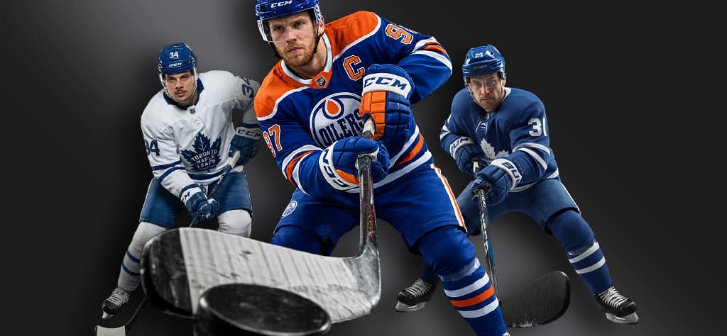 Oilers and Maple Leafs Hockey Players